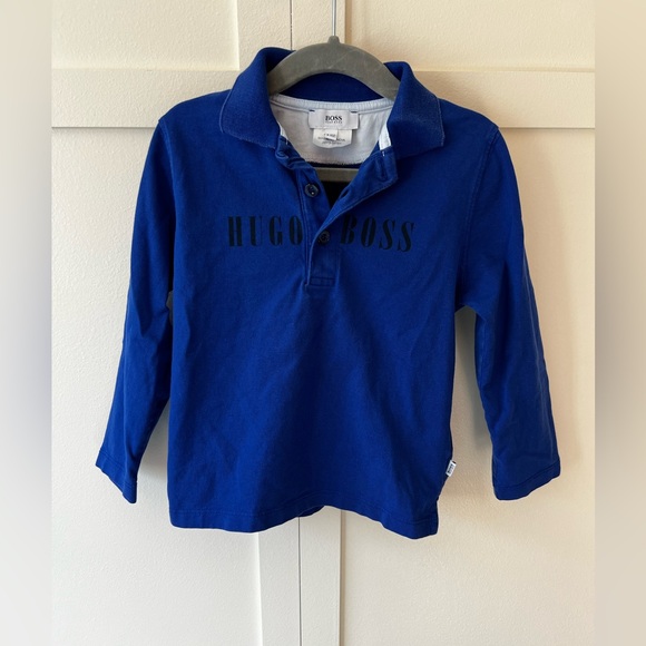 Hugo Boss Boys Blue Collar Cotton Long Sleeve Shirt‎ Size 4 - Picture 6 of 12